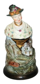 Alpine Woman Character Stein w Church Decoration