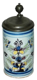 1L South German Faience Floral Stein c.1750