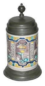 1L Berlin Faience Floral Panel Dated 1793 Stein
