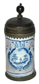 1L Berlin Faience Walking Man Stein c.1740