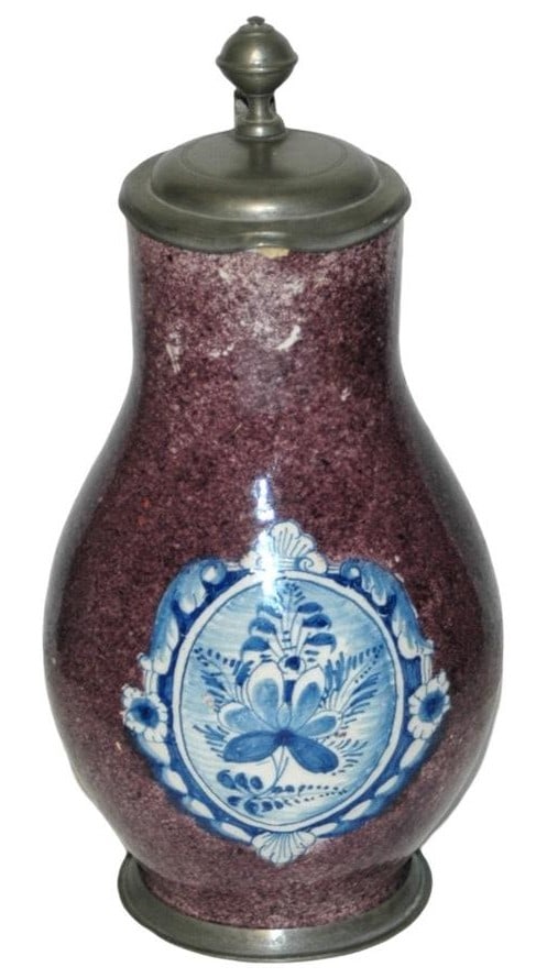 1-1/4L Nurnberg Faience Floral & Manganese Stein (1 of 5)