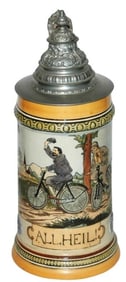 HR Men Racing Early Bicycles Etched Stein