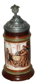 HR Drinking Monk At Table w Floral Design Stein