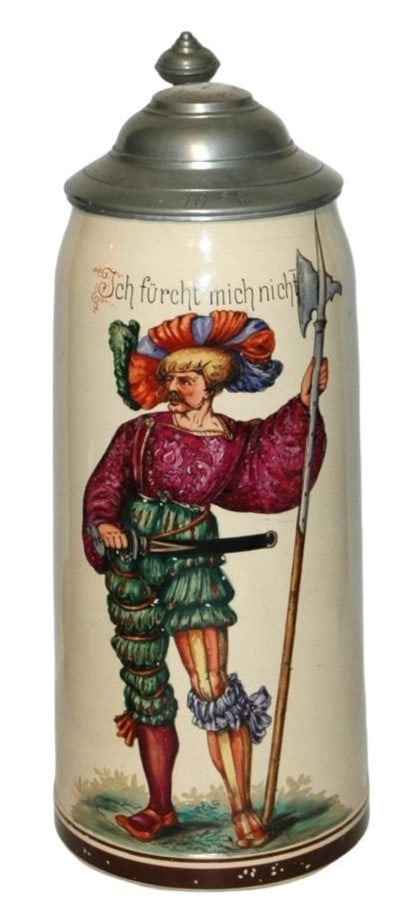 4L Large Landsknecht Dated 1899-90 Stein (1 of 4)