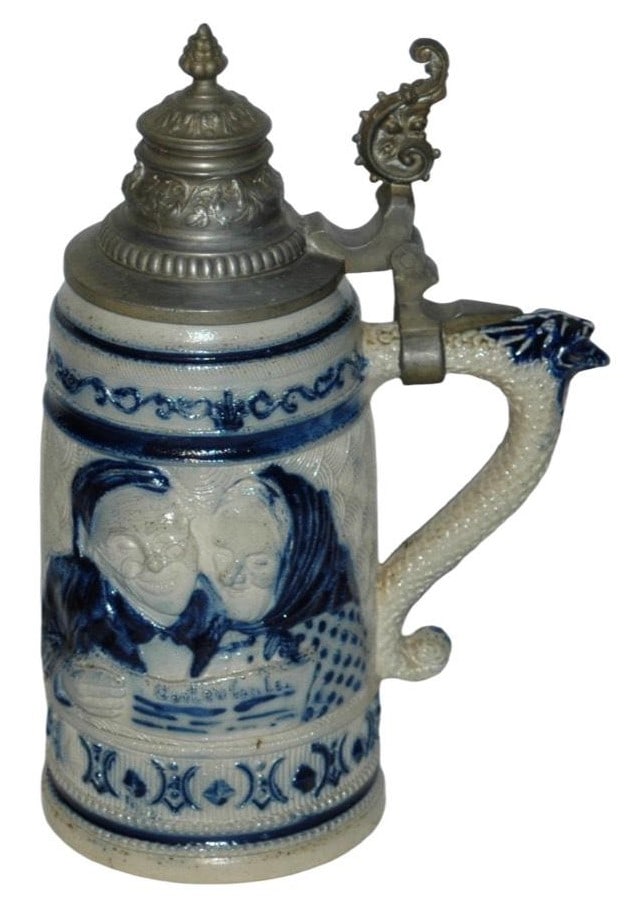 Whites Utica Couple w Newspaper Stein w Snake (1 of 2)
