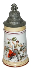 4F Man Shield Dumbell & Verse Stein w Litho