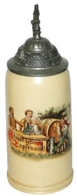 1L Mettlach Van Hauten Drinking Men & Barrel Stein