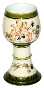 1/4L Mettlach Goblet of Cherubs & Grapes