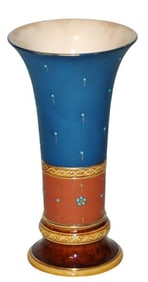 Mettlach Mosaic Floral Design 8" Vase