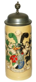Uncommon 3L Mettlach Dueling Fraternal 1898 Stein