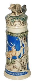 Rare 1L Stags Hunter Foxes & Boars Stein 3D Lid