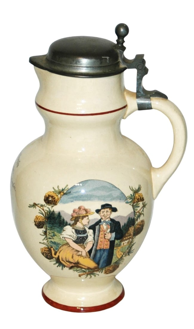 Uncommon 1-1/4L Mettlach Ethnic Couple Stein (1 of 5)