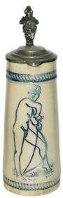 1-1/2L Whites Utica Impressed Stein of Man w Bow