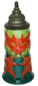 1L Art Nouveau Bat Von Heida Stein w Fancy Lid