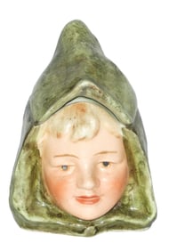 Child Monk Austrian Majolica Character Tobacco Jar