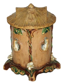 JM Terracotta Bird House Character Tobacco Jar