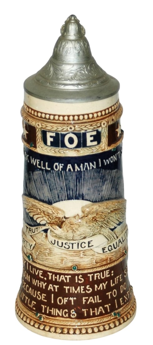 1L Fraternal Order of Eagles FOE Stein w US Eagle (1 of 4)
