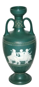 Mettlach 15" Vase Women Panels & Two Handles