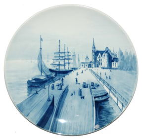 Mettlach Seashore Scene Plaque