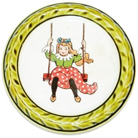 Mettlach Coaster Girl on a Swing