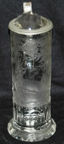 Reclining Forest Stag Glass Stein w Prism Lid