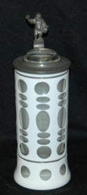 Overlay Glass Stein w Faceted Circle & Oval Cuts