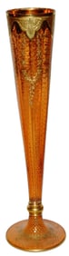 Moser 21" Detailed Gilded Floral Fluted Vase