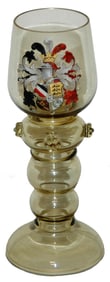 Enamel Duling Frat School Shield Green Glass Stein