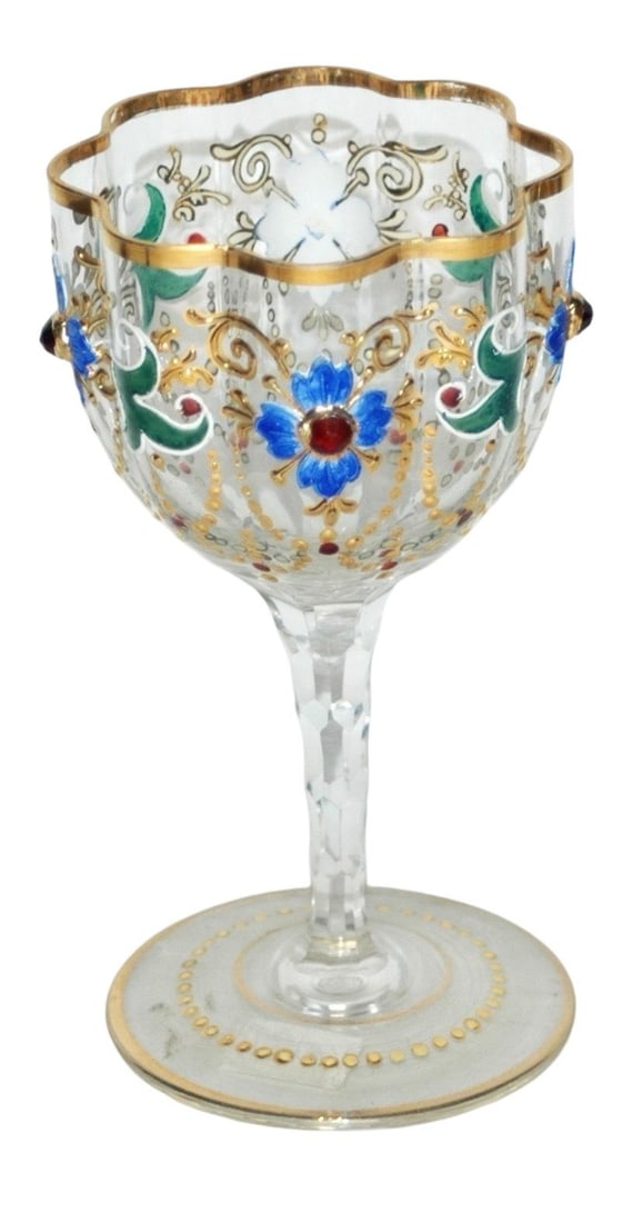 Floral Enamel w Applied Jewels Goblet (1 of 2)