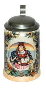 Man w Tray of Foaming Beers Stein
