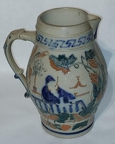 Whites Utica Stoneware Three Color pitcher