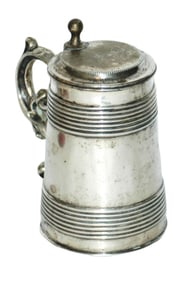 Barrel Shaped Silver 1/4L Stein w Base Mark