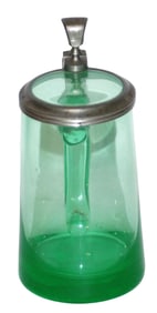 Uranium Glass Stein c. 1860 w Matched Inlay