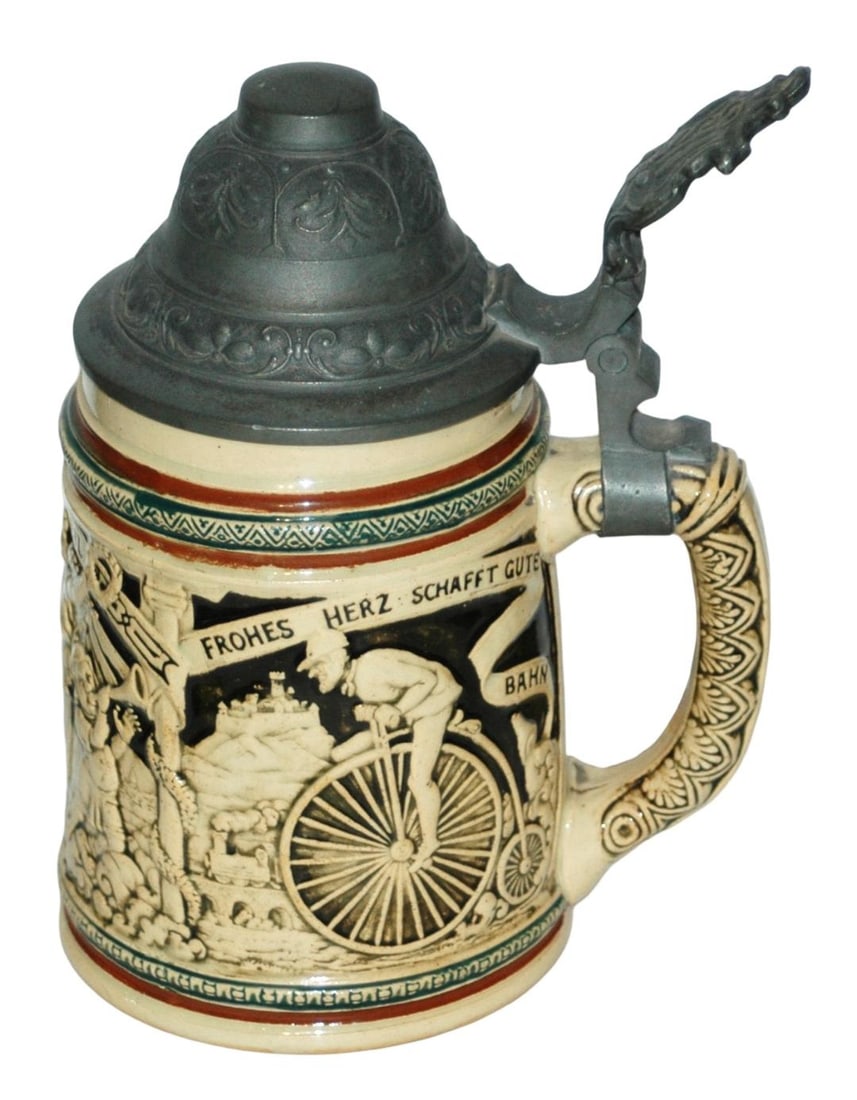High Wheel Bike Rider Angel & Children Stein (1 of 4)