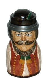 Bearded Alpine Man Majolica Character Stein