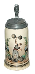 Weightlifter Sports Design Stein w Matched Lid