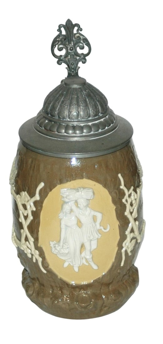 Mettlach Harvest Couple Relief Stein (1 of 4)