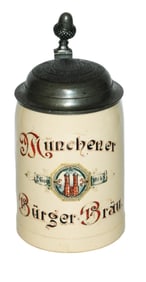 Burger Brau Munchener Brewery Stein w Matched Lid