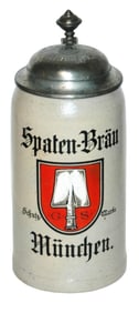 1LSpaten Brau Brewery Stein w Matched Logo Lid