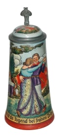 1L Dancing Couple & Musician Etched Stein