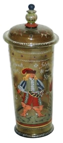 Enameled Glass Pokal Dated 1652 w Matched Lid