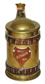 Trench Art Artillery Shell Stein w Front Shield