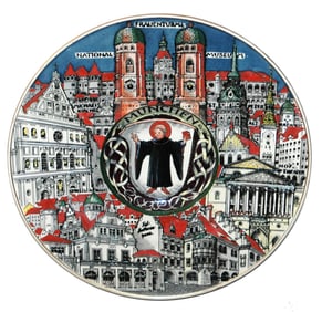 Mettlach 19" Plaque Munich Child & City Buildings