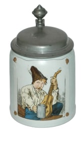 Mettlach Guitar Musician w Beer Stein Etched Stein