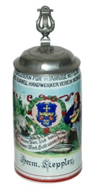 RARE Mettlach Colorful Scenes & Verse Munich Stein