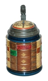 Mettlach Book Stein Lawyer Profession w Inlay Lid