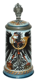 Mettlach Postman Occupational Eagle & Horn Stein