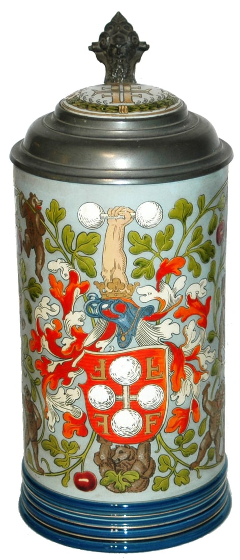 3L Mettlach 4F Shield w Bears Climbing Trees Stein (1 of 5)
