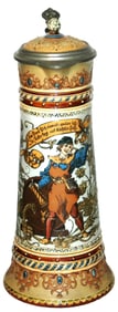 3L Mettlach Winekeeper Barrel & Stein w Hops Inlay