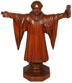 15" Carved Wood Munich Child w Book Figure
